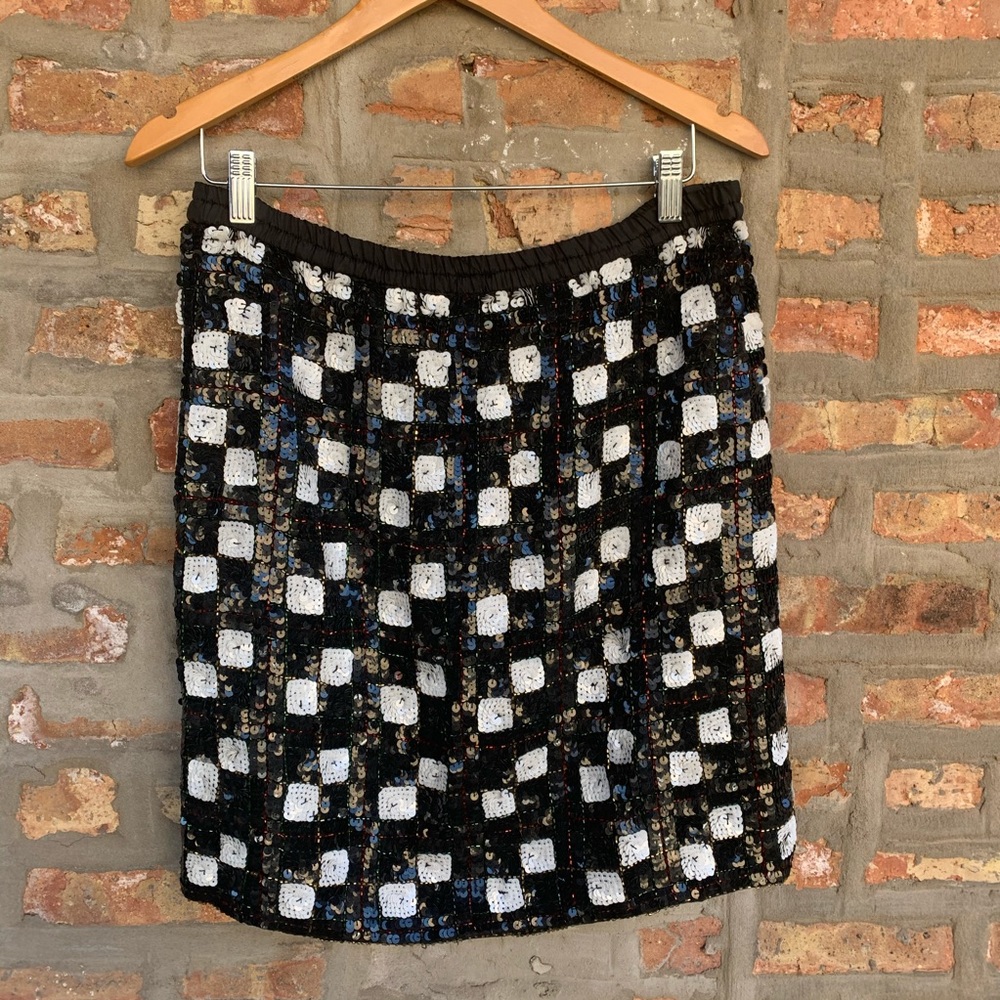VINTAGE Two Piece Black Sequin Skirt & Top L XL - Picture 5 of 6
